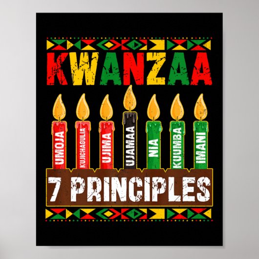 Happy Kwanzaa Kinara Zeven Principes Kaarsen Pan Poster (Voorkant)