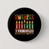 Happy Kwanzaa Kinara Zeven Principes Kaarsen Pan Ronde Button 5,7 Cm (Voorkant)