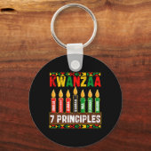 Happy Kwanzaa Kinara Zeven Principes Kaarsen Pan Sleutelhanger (Voorkant)