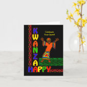 Happy Kwanzaa, kleurrijke dansvrouw, patronen Kaart (Gele Bloem)
