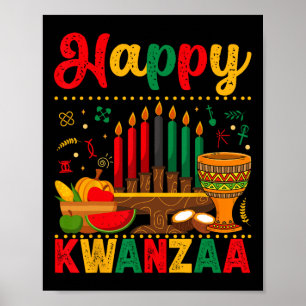 Happy Kwanzaa Mannen Vrouwen Kwanzaa Kinara Kaars  Poster
