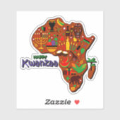 Happy Kwanzaa Map of Africa Kiss Cut Sticker (Vel)