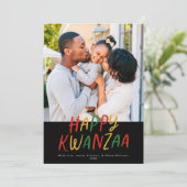 Happy Kwanzaa Modern geletterd Type 1 foto Feestdagenkaart (Staand voorkant)