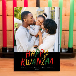 Happy Kwanzaa Modern geletterd Type 1 foto Feestdagenkaart