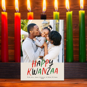 Happy Kwanzaa Modern geletterd Type 1 foto Feestdagenkaart