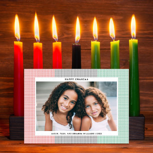 Happy Kwanzaa Modern Grid Patroonkaart Feestdagenkaart