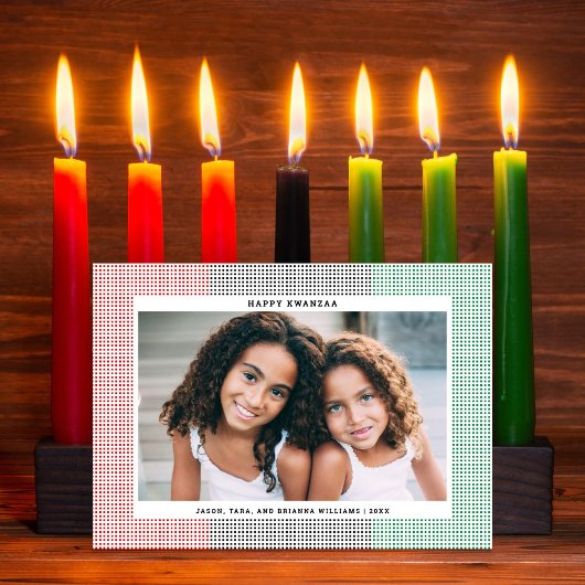 Happy Kwanzaa Modern Grid Patroonkaart Feestdagenkaart