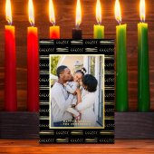 Happy Kwanzaa Modern Mudcloth Foto Black Gold Folie Feestdagenkaart