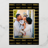 Happy Kwanzaa Modern Mudcloth Foto Black Gold Folie Feestdagenkaart (Voorkant)