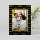 Happy Kwanzaa Modern Mudcloth Foto Black Gold Folie Feestdagenkaart (Staand Voorkant)