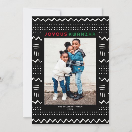 Happy Kwanzaa Modern Mudcloth Pattern Foto Feestdagenkaart (Voorkant)
