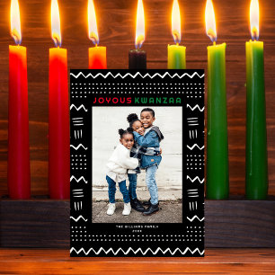 Happy Kwanzaa Modern Mudcloth Pattern Foto Feestdagenkaart