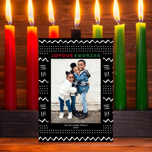 Happy Kwanzaa Modern Mudcloth Pattern Foto Feestdagenkaart