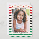 Happy Kwanzaa Modern Stripe Holiday Fotokaart Feestdagenkaart (Voorkant)