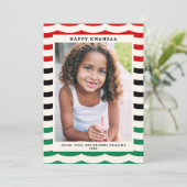 Happy Kwanzaa Modern Stripe Holiday Fotokaart Feestdagenkaart (Staand voorkant)