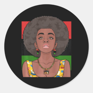 Happy Kwanzaa Pan Afrikaanse Vlag Zwarte Vrouw Zev Ronde Sticker