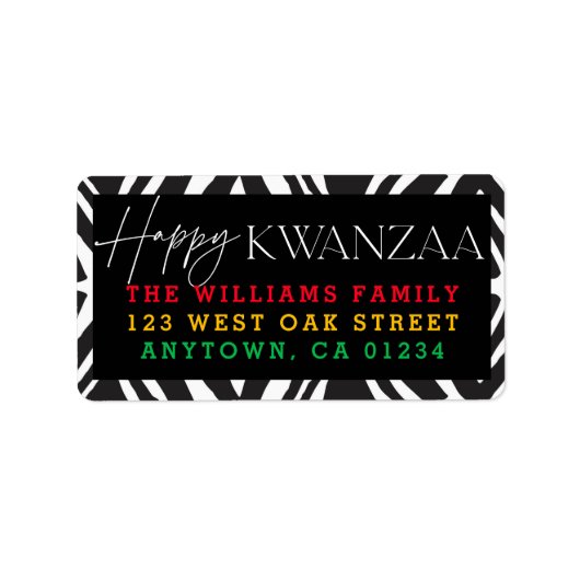Happy Kwanzaa Pattern | Retouradreslabel Etiket (Voorkant)
