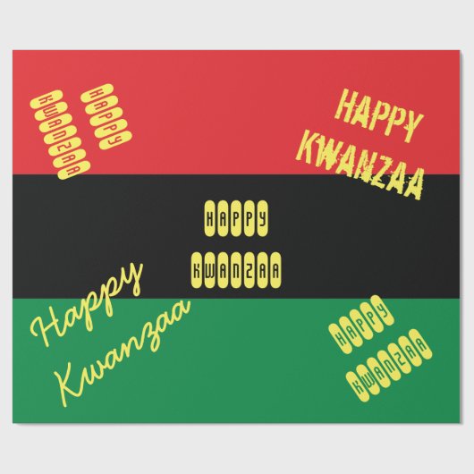 Happy Kwanzaa RBG UNIA Afro-Amerikaanse vlag Cadeaupapier (Vlak)