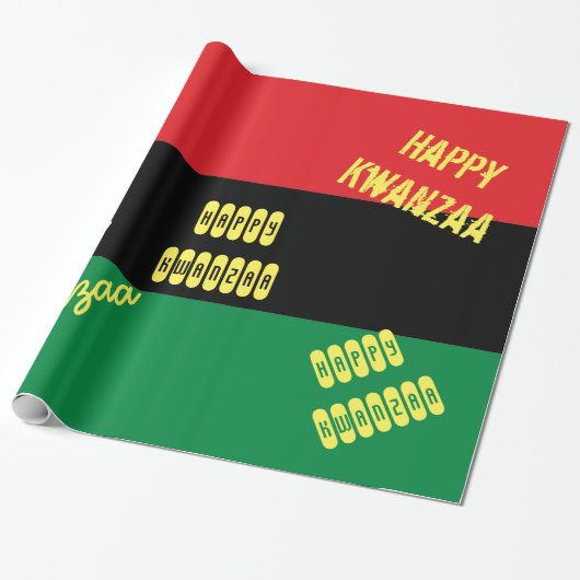 Happy Kwanzaa RBG UNIA Afro-Amerikaanse vlag Cadeaupapier (Uitgerold)