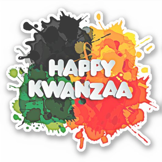 Happy Kwanzaa, Red Black Green Yellow Paint Splash Sticker (Voorkant)