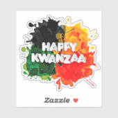 Happy Kwanzaa, Red Black Green Yellow Paint Splash Sticker (Vel)