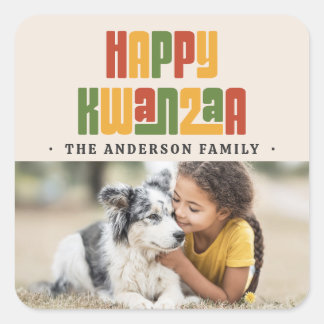 Happy Kwanzaa red green yellow photo Vierkante Sticker