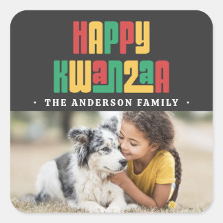 Happy Kwanzaa red green yellow photo Vierkante Sticker