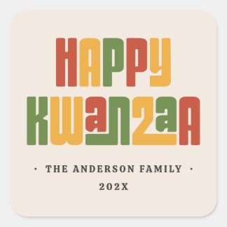 Happy Kwanzaa red green yellow text Vierkante Sticker