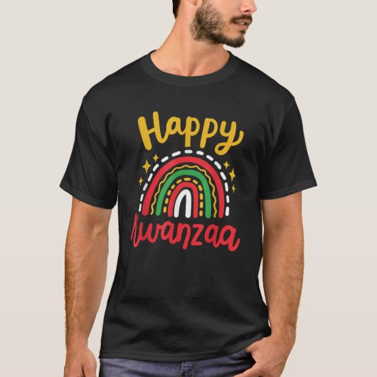 Happy Kwanzaa Retro Groovy Rainbow African America T-shirt (Voorkant)