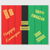Happy Kwanzaa Rood Zwart Groen Strepen Patroon Cadeaupapier (Vlak)