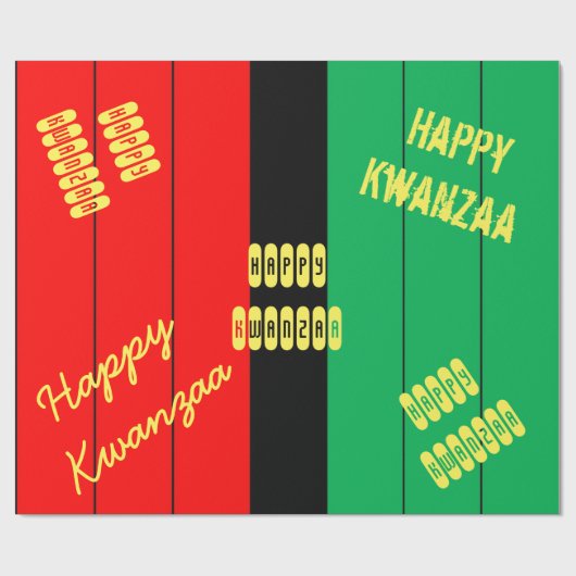 Happy Kwanzaa Rood Zwart Groen Strepen Patroon Cadeaupapier (Vlak)