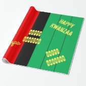 Happy Kwanzaa Rood Zwart Groen Strepen Patroon Cadeaupapier (Uitgerold)