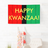 Happy Kwanzaa Rood Zwart Groen Strepen Patroon Spandoek (Insitu)