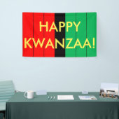 Happy Kwanzaa Rood Zwart Groen Strepen Patroon Spandoek (Beurs)