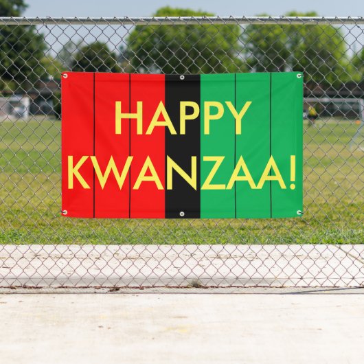 Happy Kwanzaa Rood Zwart Groen Strepen Patroon Spandoek (Insitu)