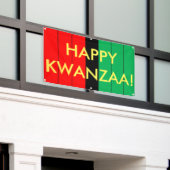 Happy Kwanzaa Rood Zwart Groen Strepen Patroon Spandoek (Buitenkant Gebouw)