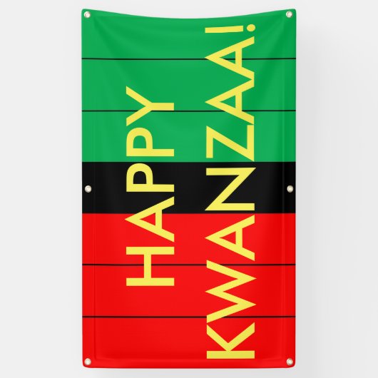 Happy Kwanzaa Rood Zwart Groen Strepen Patroon Spandoek (Verticaal)