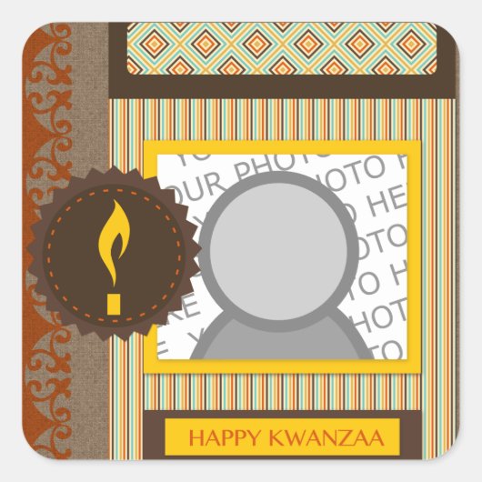 happy kwanzaa ( scrapbook ) vierkante sticker (Voorkant)