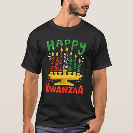 Happy Kwanzaa Seven Principles Kinara Candles Men T-shirt (Voorkant)