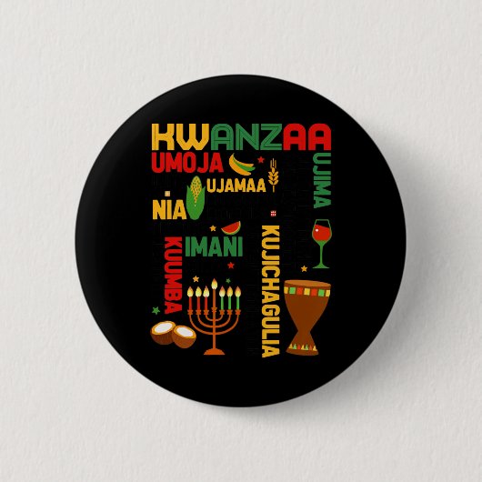 Happy Kwanzaa Seven Principles Mannen Boys Funny K Ronde Button 5,7 Cm (Voorkant)