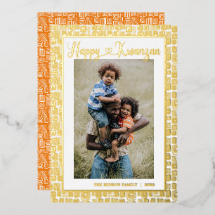 Happy Kwanzaa Single Photo Folie Holiday Card Feestdagenkaart