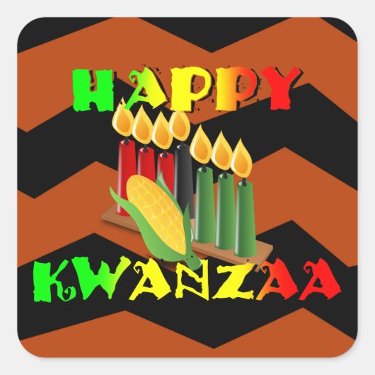 HAPPY KWANZAA VIERKANTE STICKER (Voorkant)