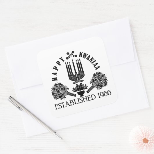 Happy Kwanzaa Vierkante Sticker (Envelop)