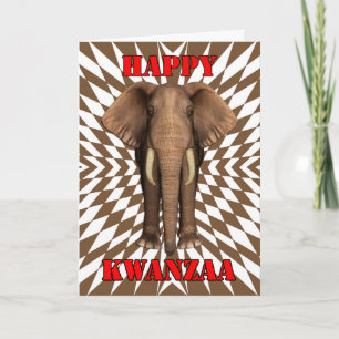 Happy Kwanzaa, Zany Pattern met olifant, Kaart