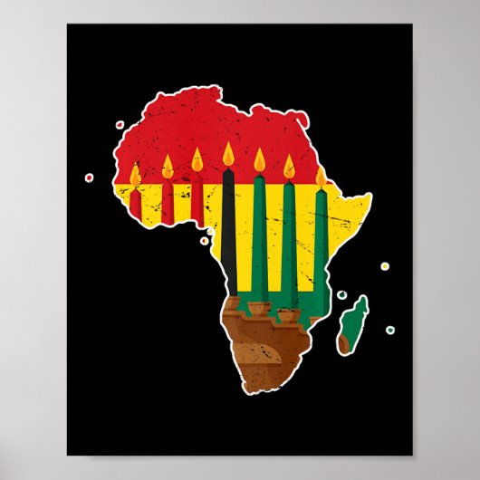 Happy Kwanzaa Zeven Principes Kinara Kaarsen Afri Poster (Voorkant)