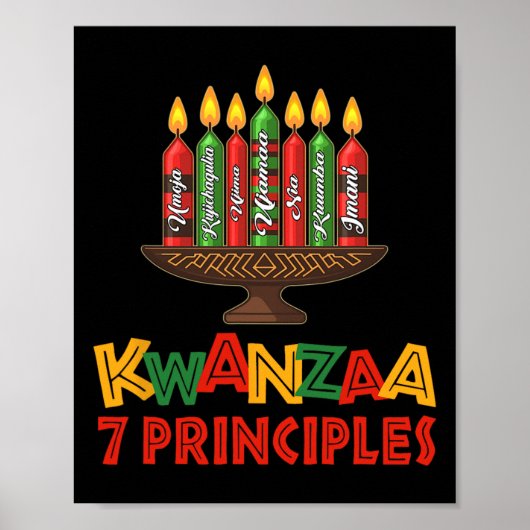 Happy Kwanzaa Zeven Principes van Kwanzaa - Kinara Poster (Voorkant)