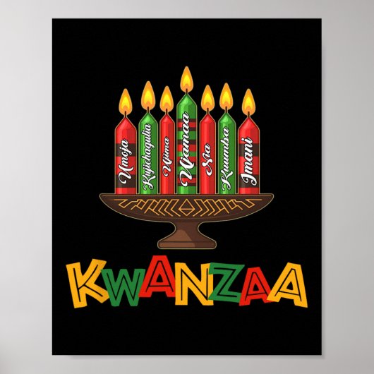 Happy Kwanzaa Zeven Principes van Kwanzaa - Kinara Poster (Voorkant)