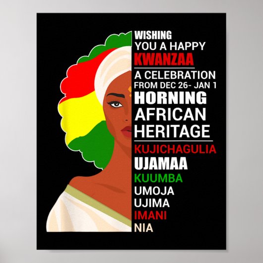 Happy Kwanzaa Zeven Principes van Kwanzaa Mannen V Poster (Voorkant)