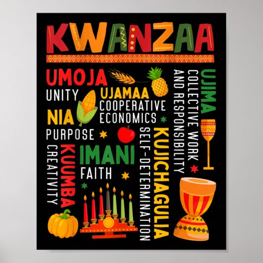 Happy Kwanzaa Zeven Principes van Kwanzaa Mannen V Poster (Voorkant)