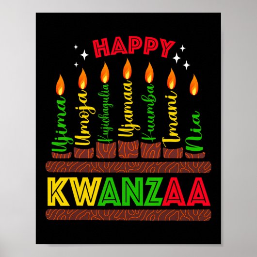 Happy Kwanzaa Zeven Principes van Kwanzaa Mannen V Poster (Voorkant)